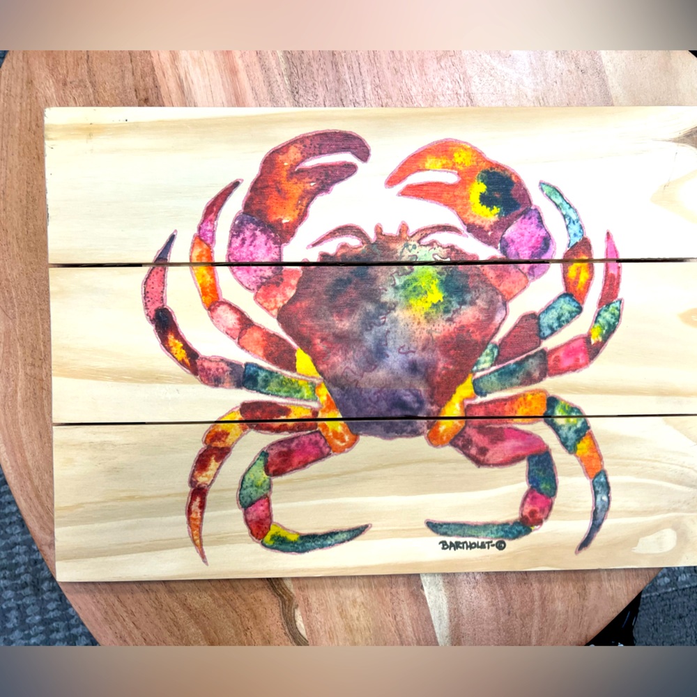 Wile E. Wood DBRC-1511 15 x 11 in. Bartholets Rainbow Crab Wood Art
